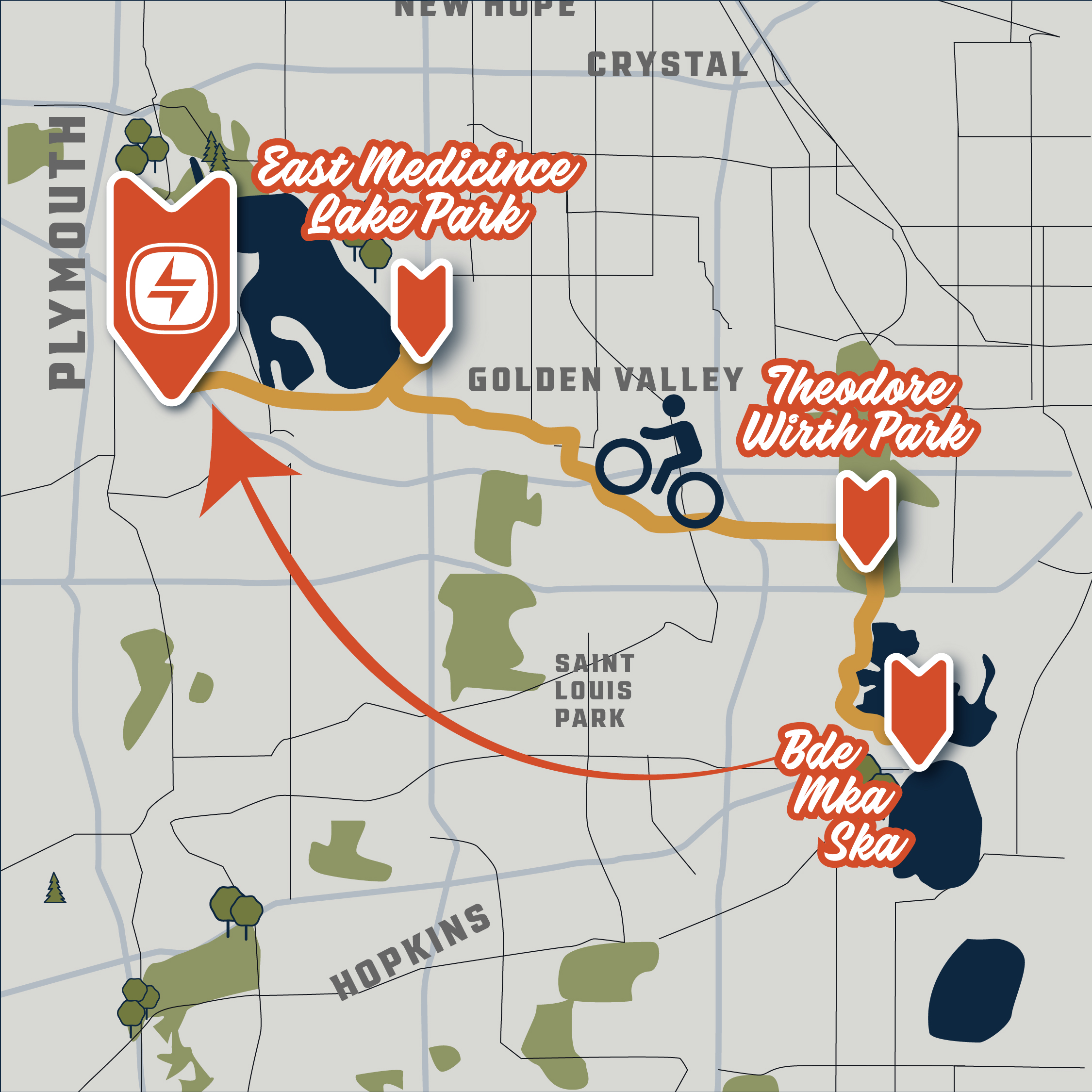 Bde Maka Ska biking trail map